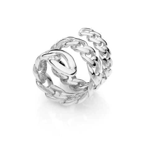 Anillo espiral en cadena de plata Unoaerre