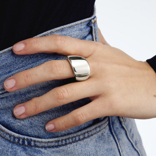 Anillo de banda de bronce plateado Unoaerre