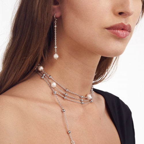 Collar de cadena y perlas naturales Unoarre