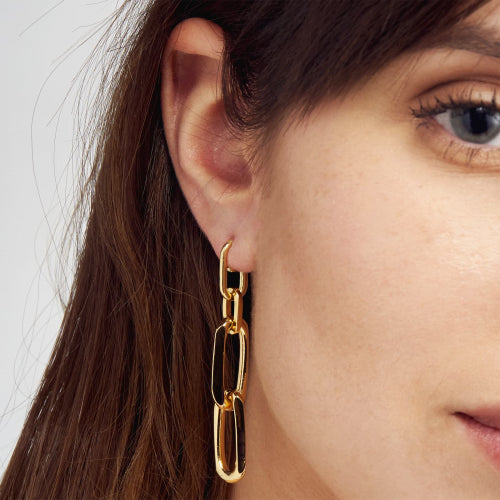 Aros en bronce dorado cadena forzada Unoarre
