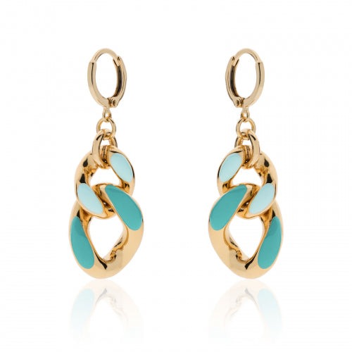 Aros de bronce dorado con esmalte azul Unoarre