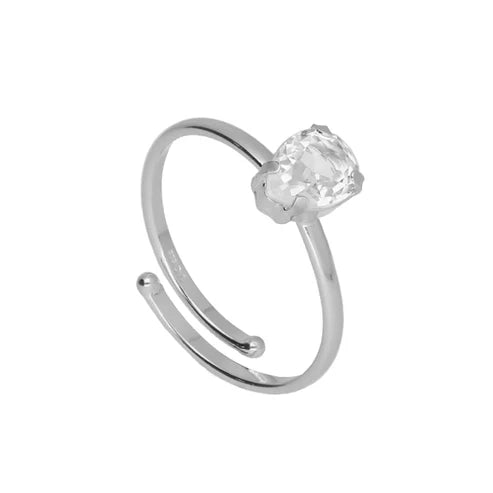 Anillo ajustable cristal blanco en Plata de Eunoia Baño de rodio