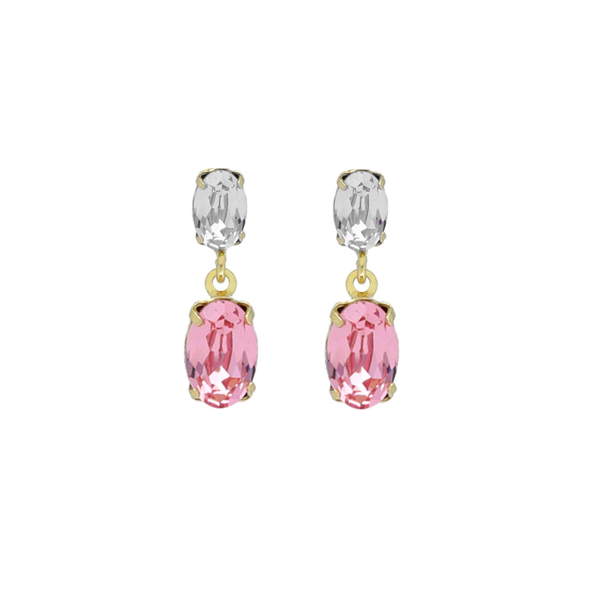 Par de Aros cortos Gemma oval
cristal en Plata baño Oro (Light Rose)