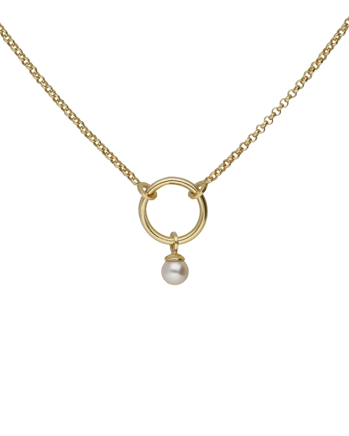 Collar corto círculo Sera con perla en Plata baño de oro