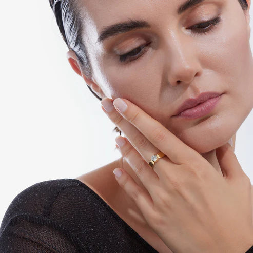 Anillo ajustable Colourful Alpina con cristal en Plata baño Oro