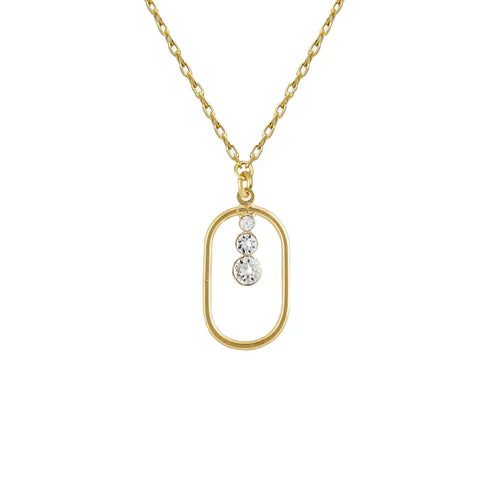 Collar corto óvalo Buenos Días con cristal