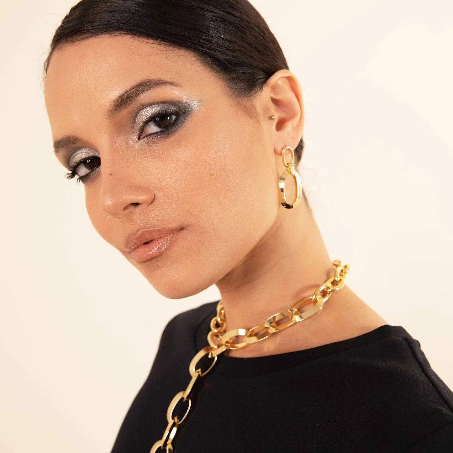 Aros círculo de orecchini en bronce dorado Unoarre