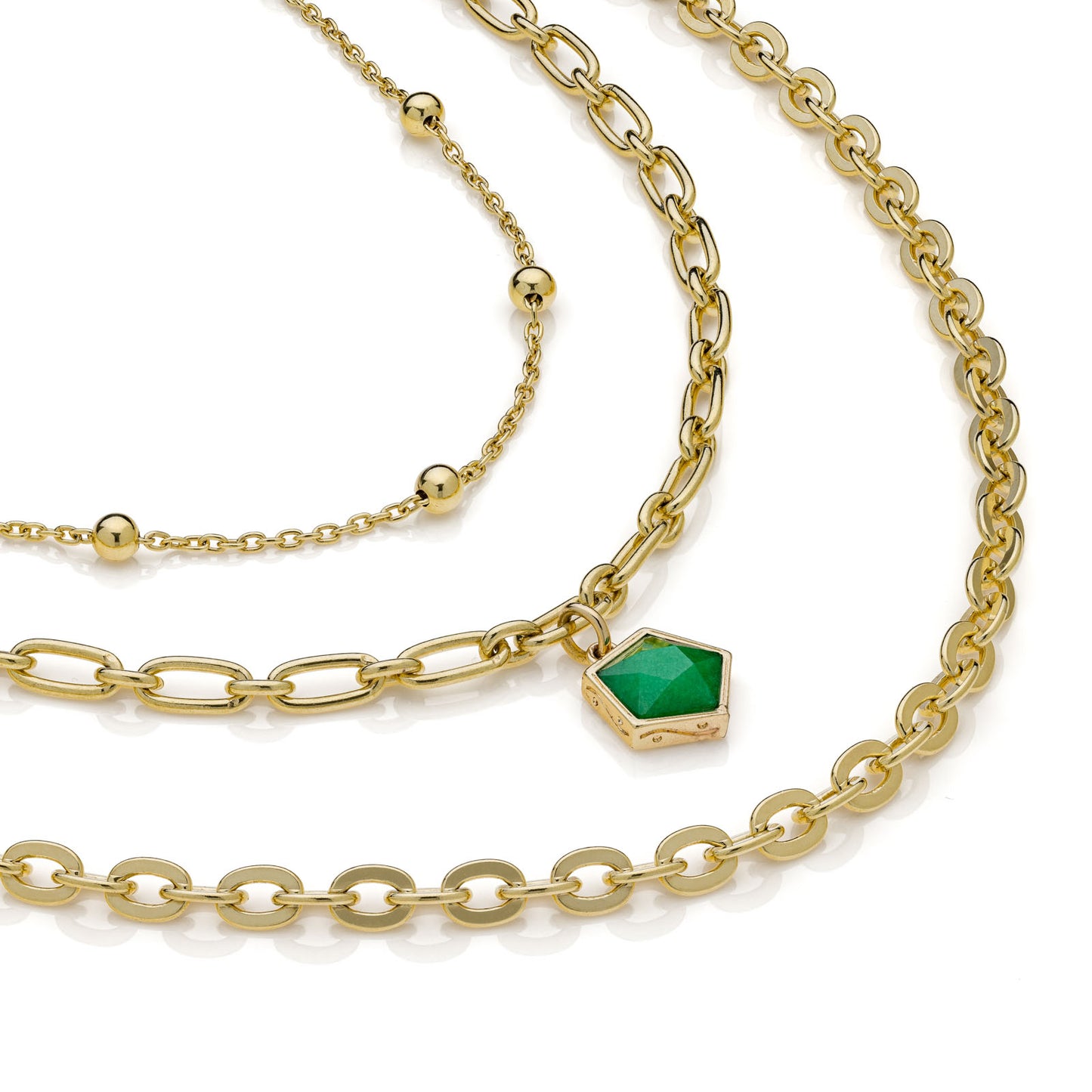 Collar de capas con piedra verde