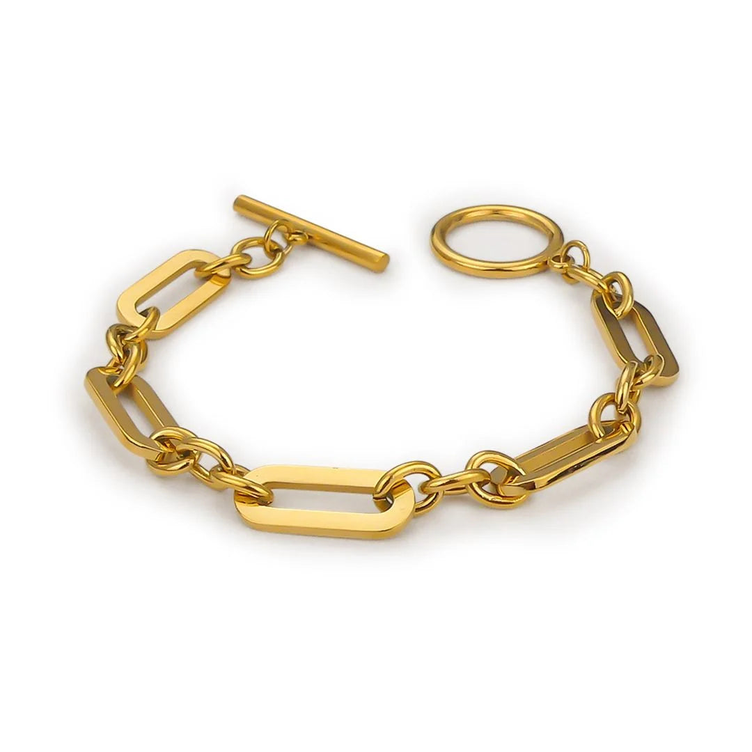 Pulsera Acero eslabones Baño oro