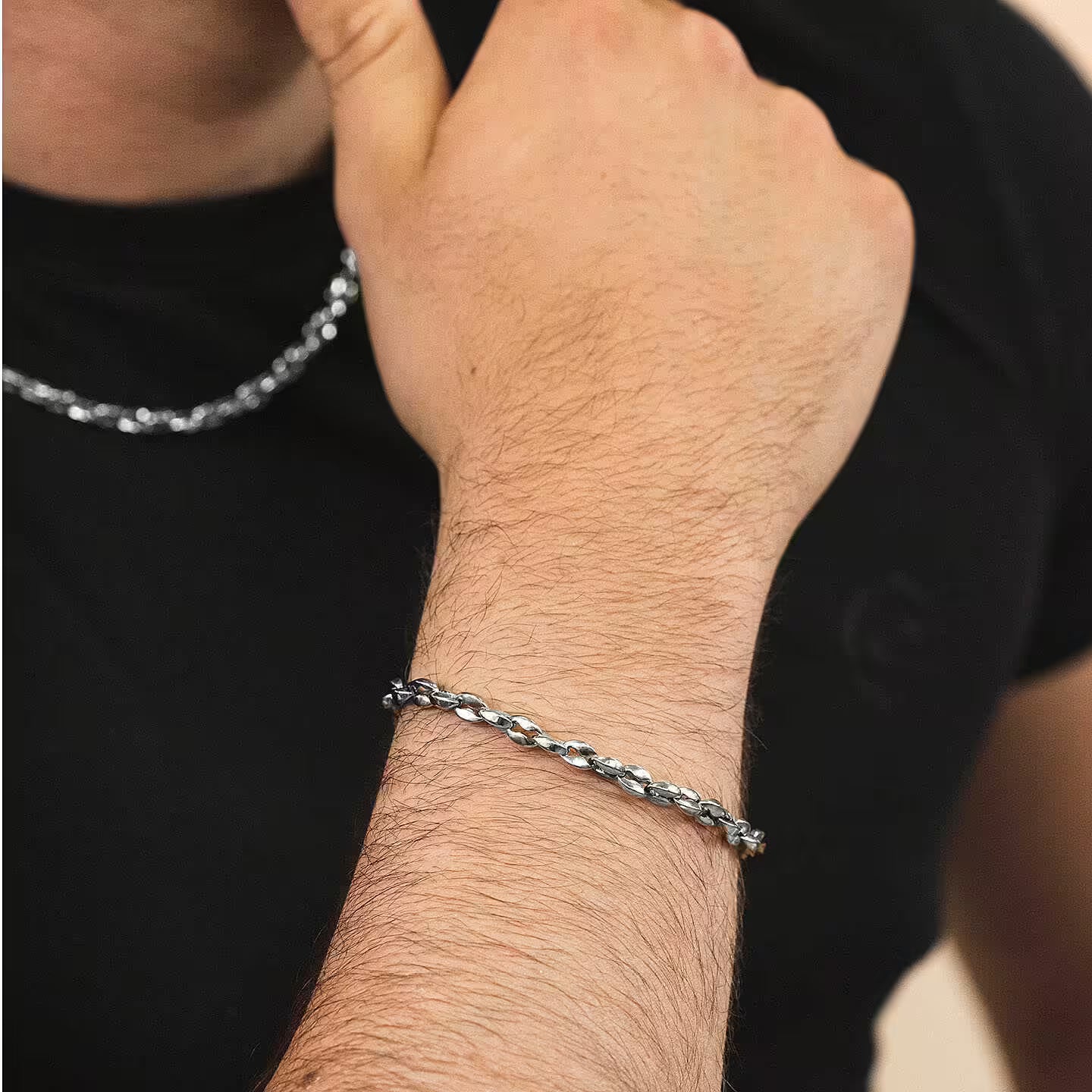 Pulsera con cadena pequeña de eslabones marinos Acero Inoxidable Boccadamo Man ABR745