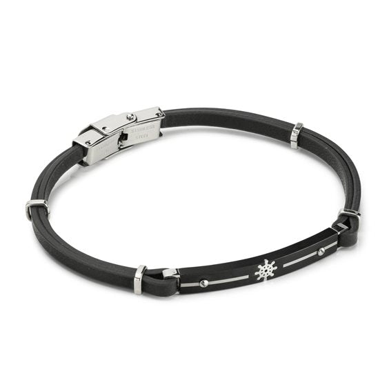 Pulsera de cuero y Acero Inoxidable Boccadamo Man ABR770