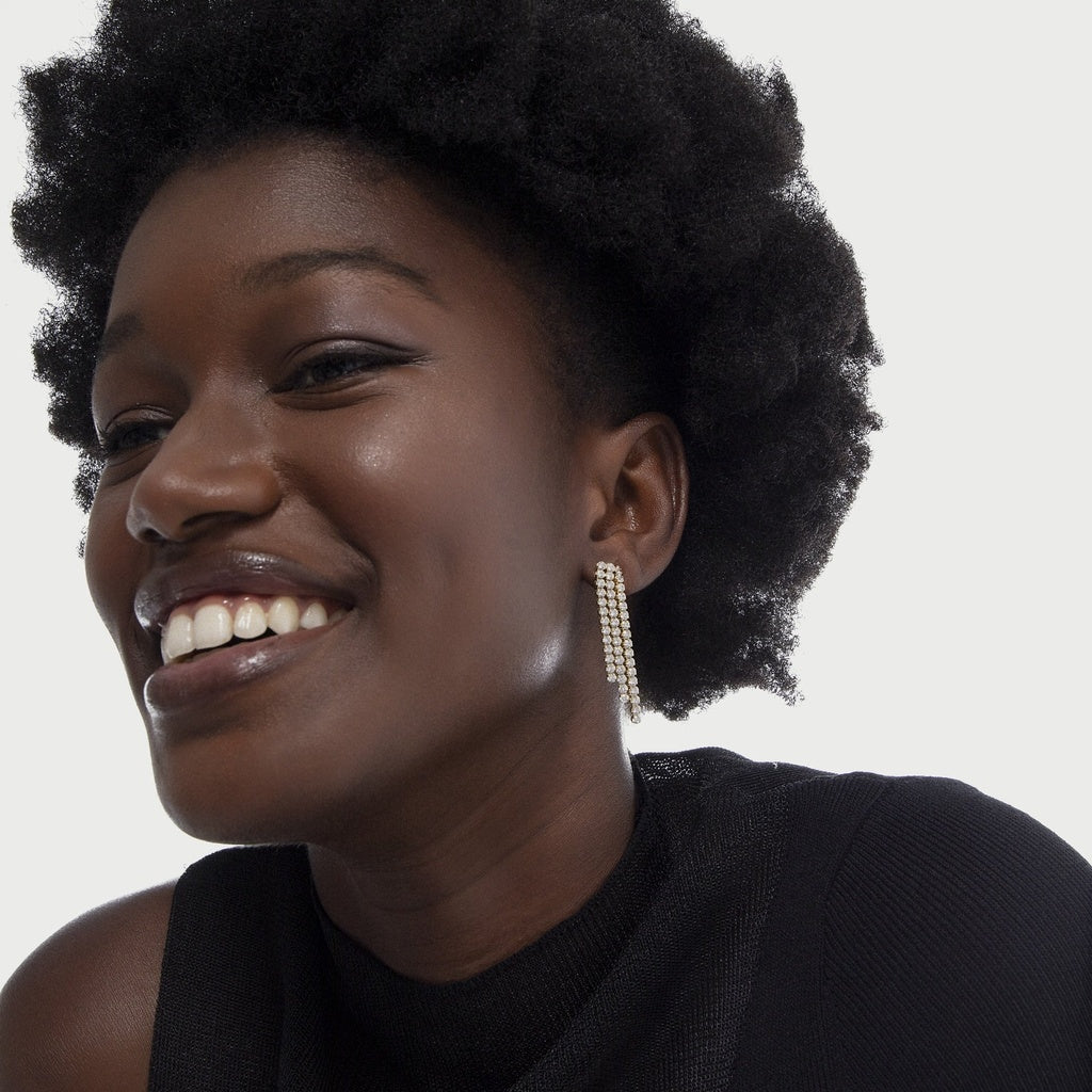 Par de Aros largos Eunoia cristales riviere en Plata (Copia)