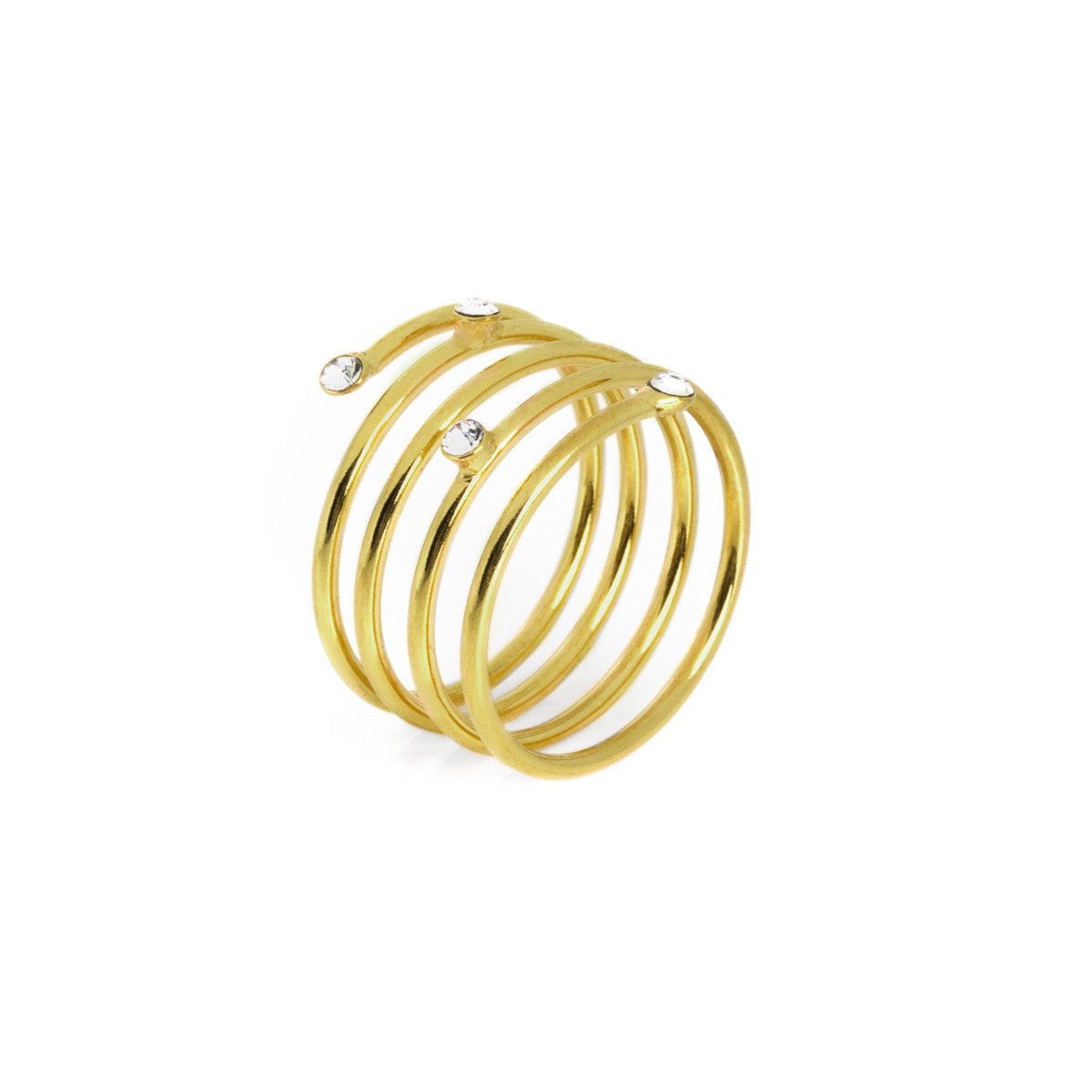 Anillo cerrado espiral blanco bañado en oro