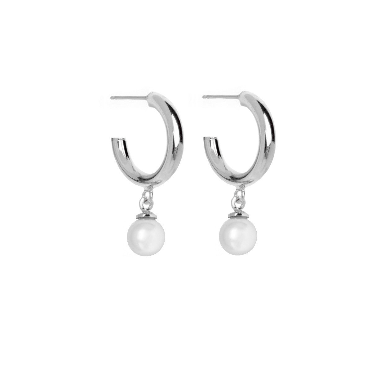 Par de aros perla elaborados en plata