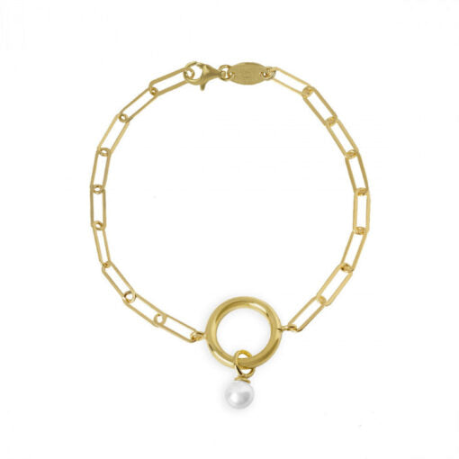 Pulsera ajustable perla bañada en oro