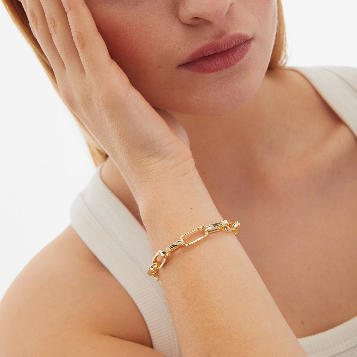 Pulsera ajustable cadena bañada en oro