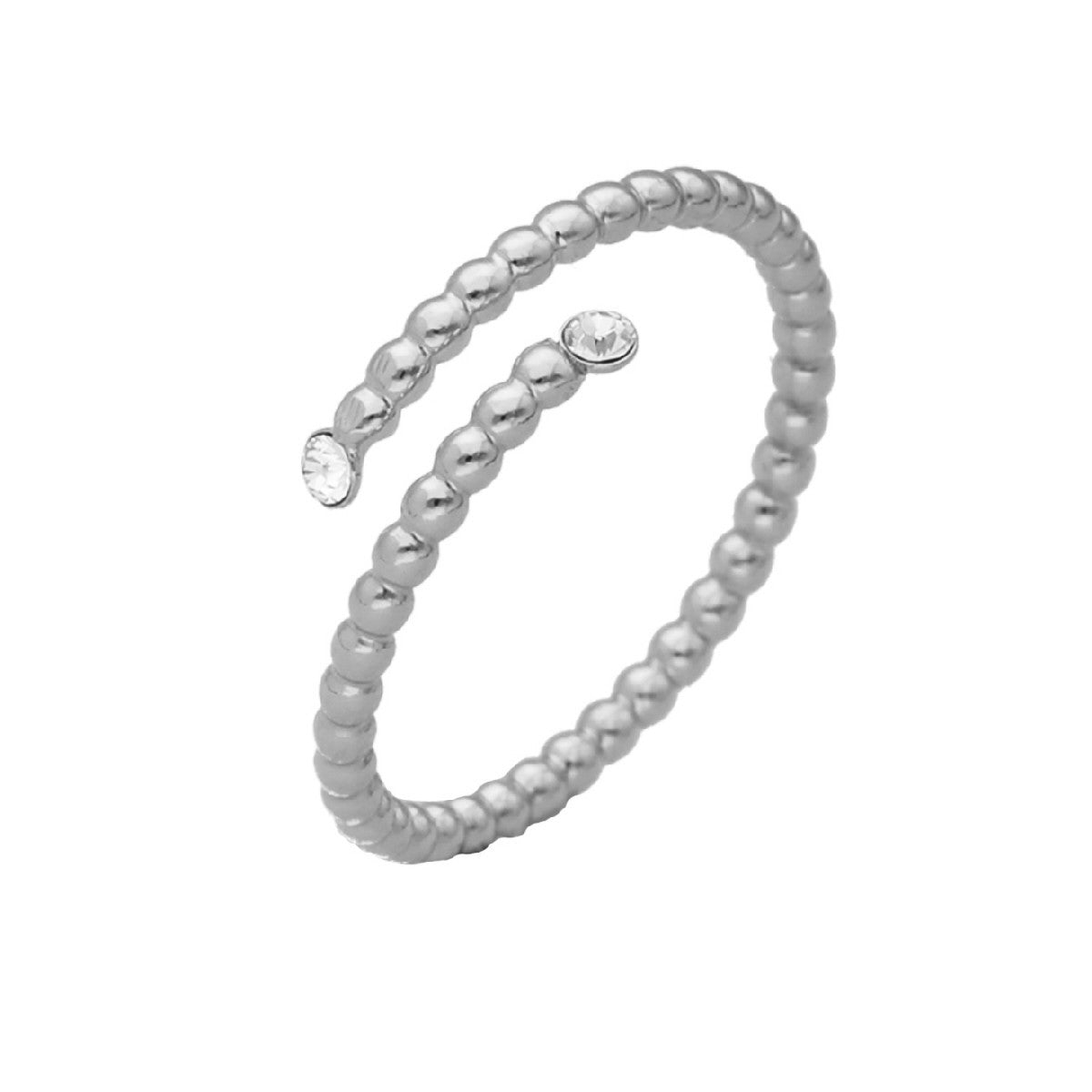 Anillo ajustable trenzado blanco elaborado en plata