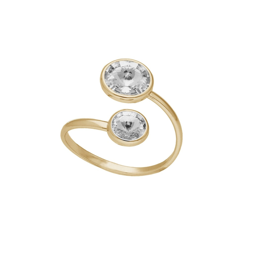 Anillo ajustable Basic 7 y 9mm cristal en Plata baño Oro