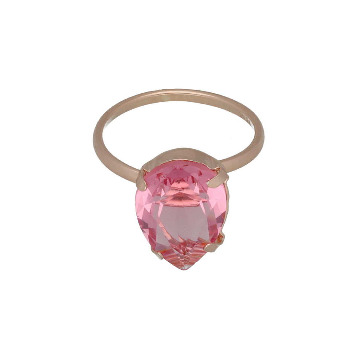 Anillo ajustable lágrima color rosa bañado en oro rosa