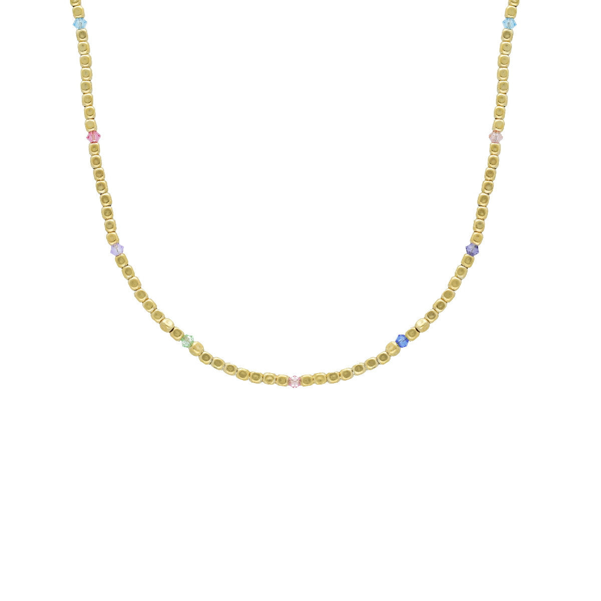 Collar corto color multicolor bañado en oro