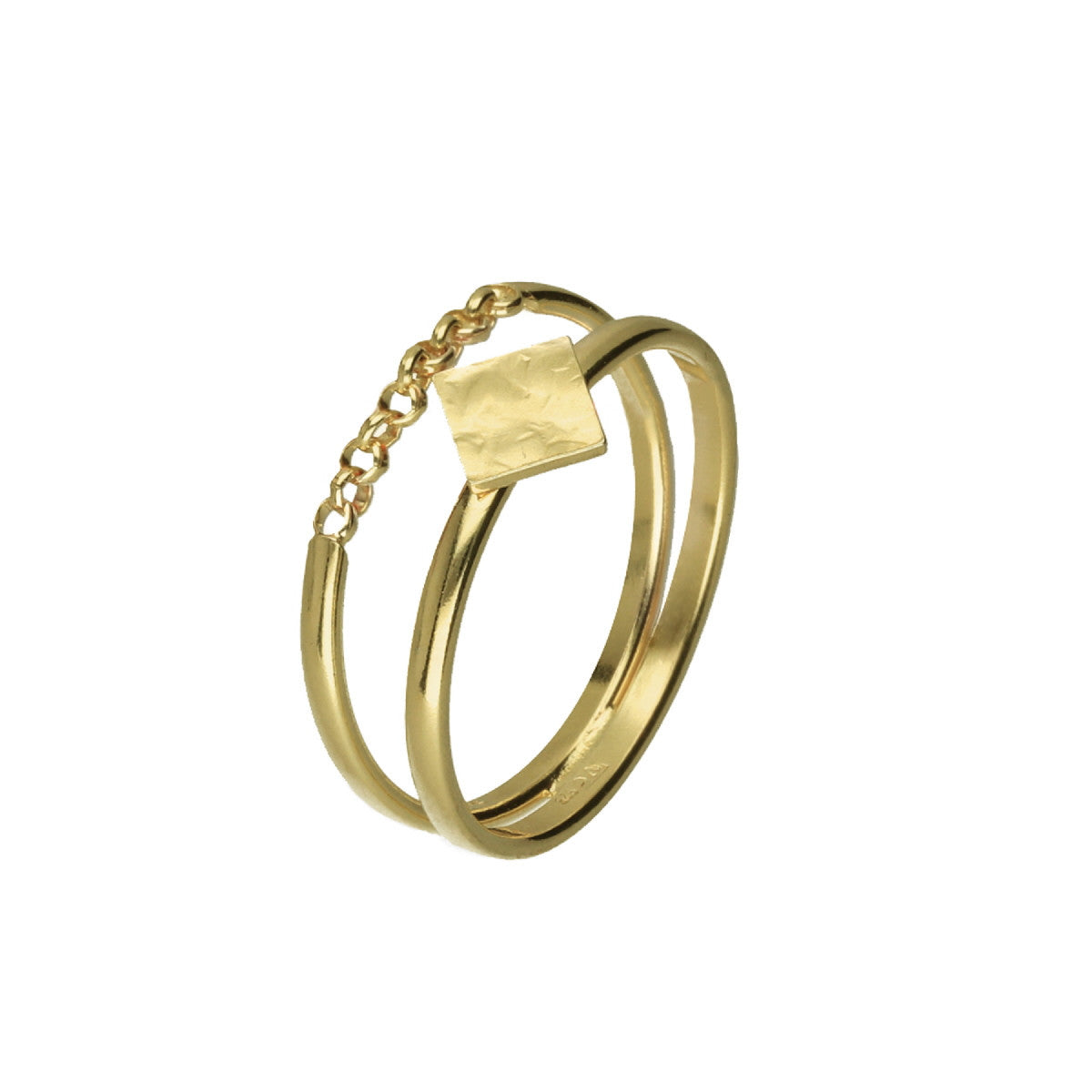Anillo rombo bañado en oro