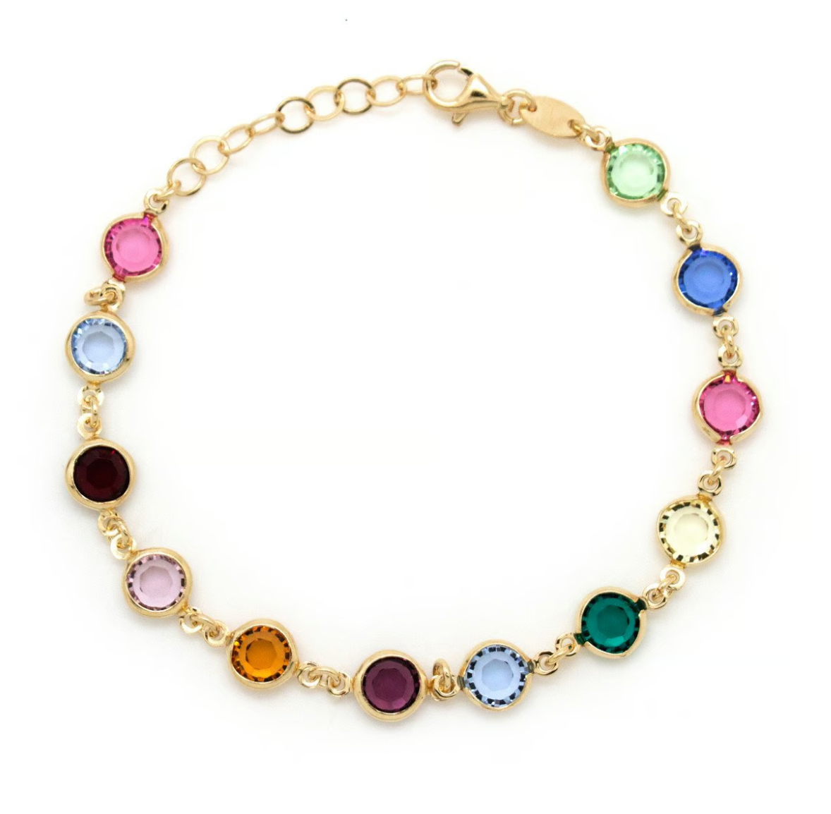 Pulsera ajustable círculo multicolor bañada en oro