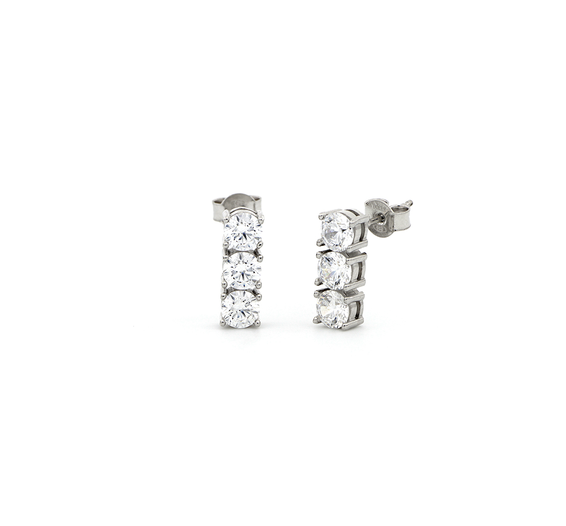 Par de Aros Trilogía plata blanca