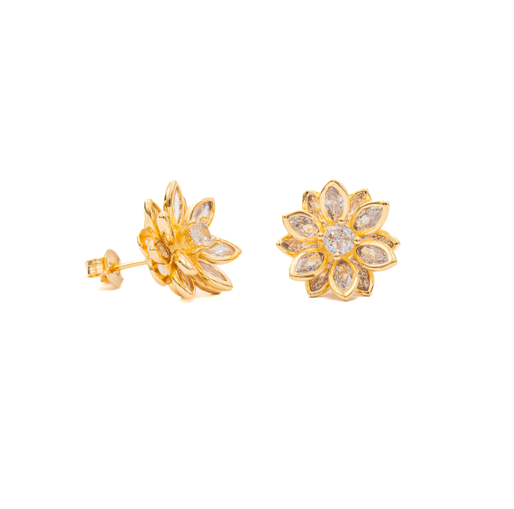 Par de aros Flor Cristales
