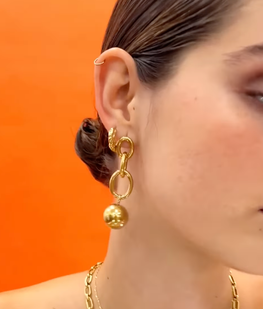 Aros Esferas Baño oro 18K