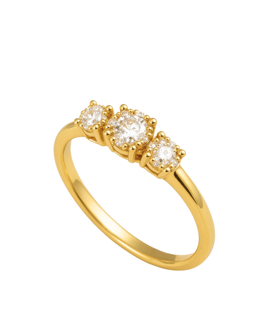 Anillo Tricillo Oro Amarillo 18 Kilates Circón