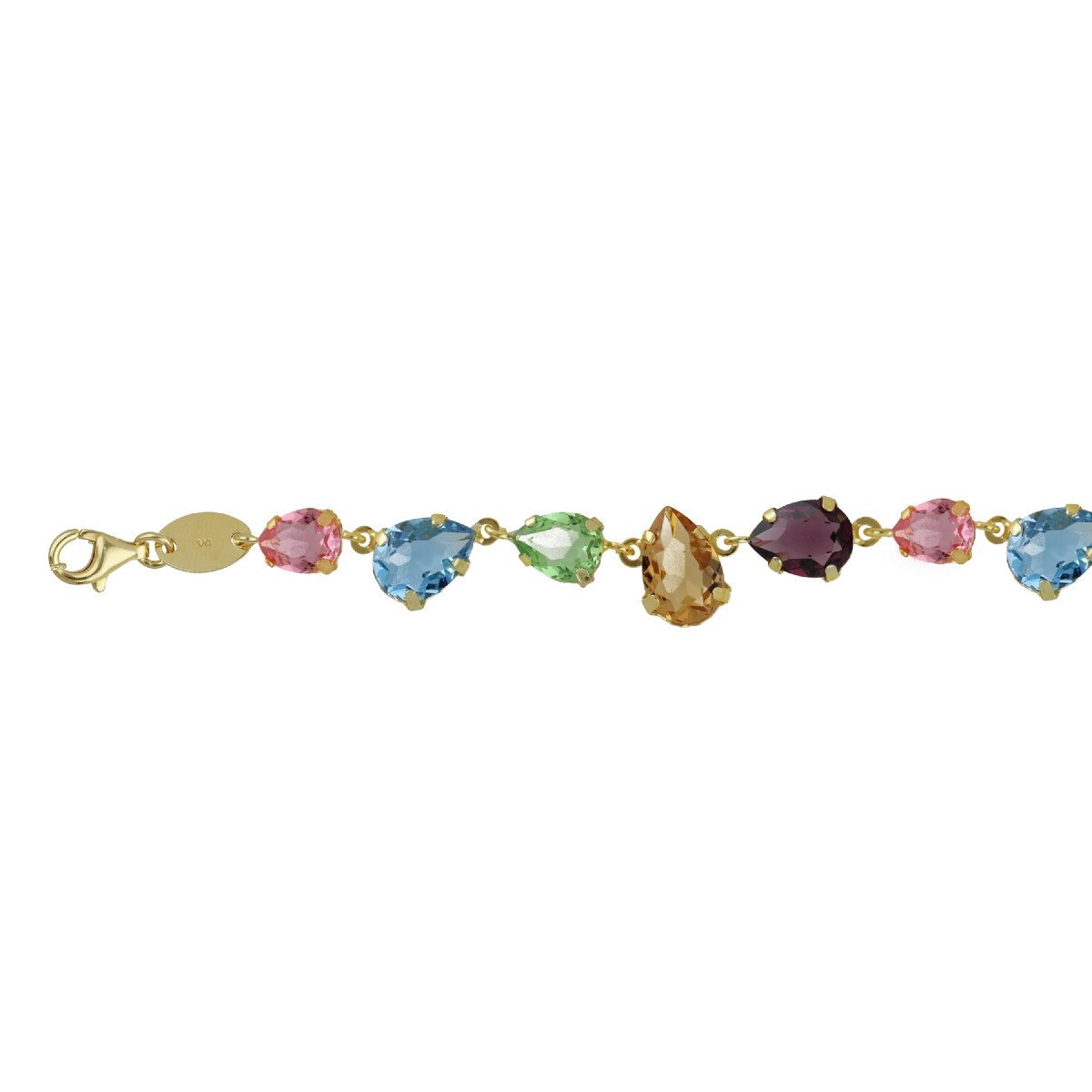 Pulsera ajustable lágrima color multicolor bañada en oro