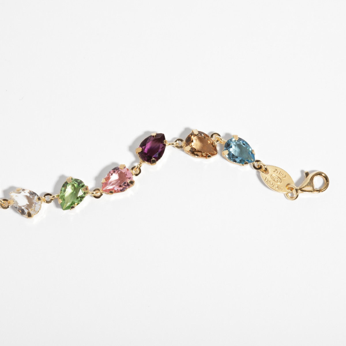 Pulsera ajustable lágrima color multicolor bañada en oro