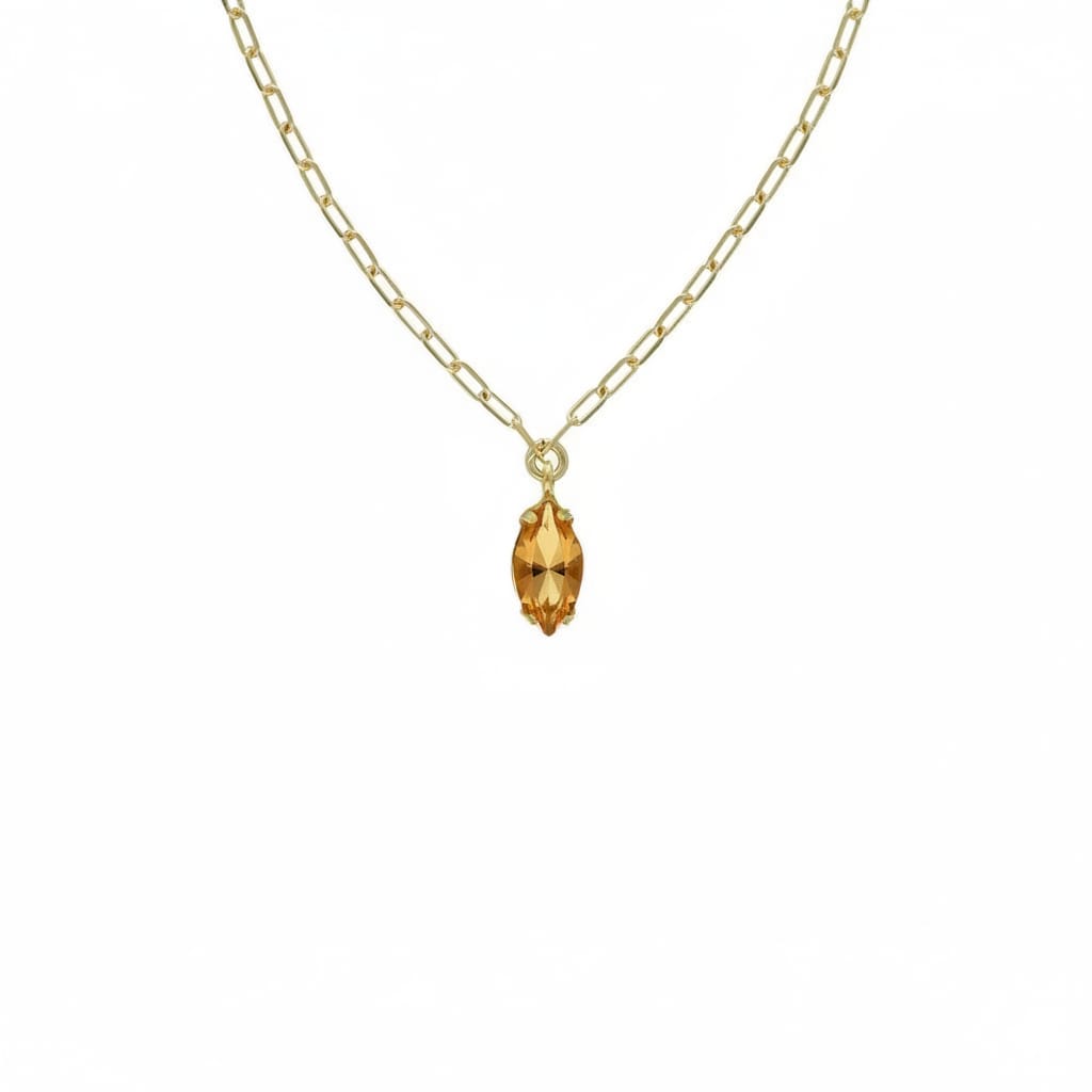 Collar corto lágrima cristal en Plata baño Oro de Essential