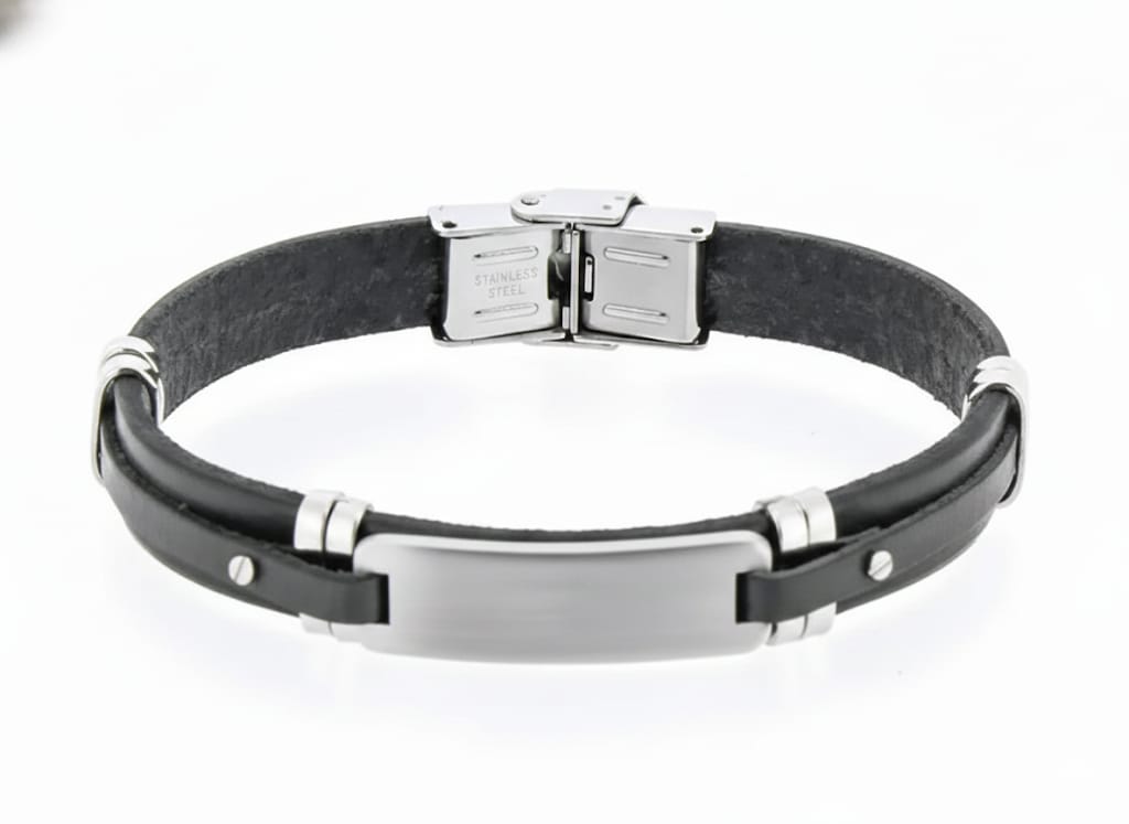 Pulsera Cuero y placa central H20n HO006-N03
