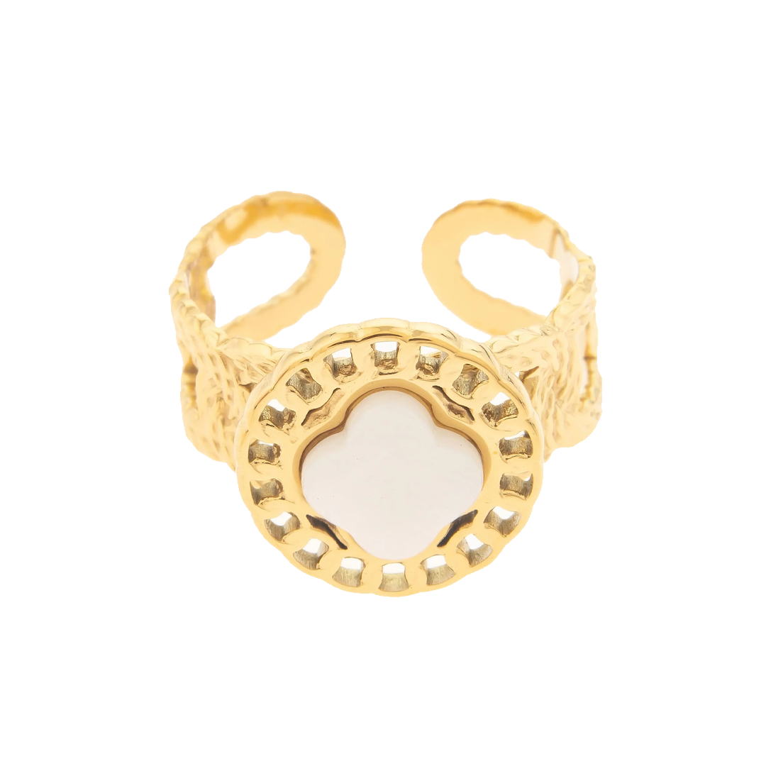 Anillo Bañado en Oro 18K piedra blanca