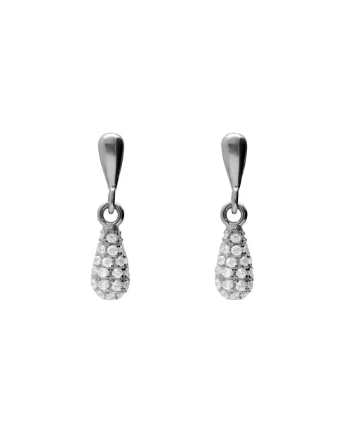 Par de aros cortos Lux gota con circonita blanca en Plata
