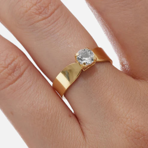Anillo ajustable Colourful Alpina con cristal en Plata baño Oro