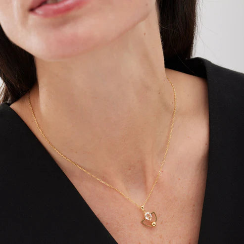 Collar corto White abanico Buongiorno con cristal en Plata baño Oro