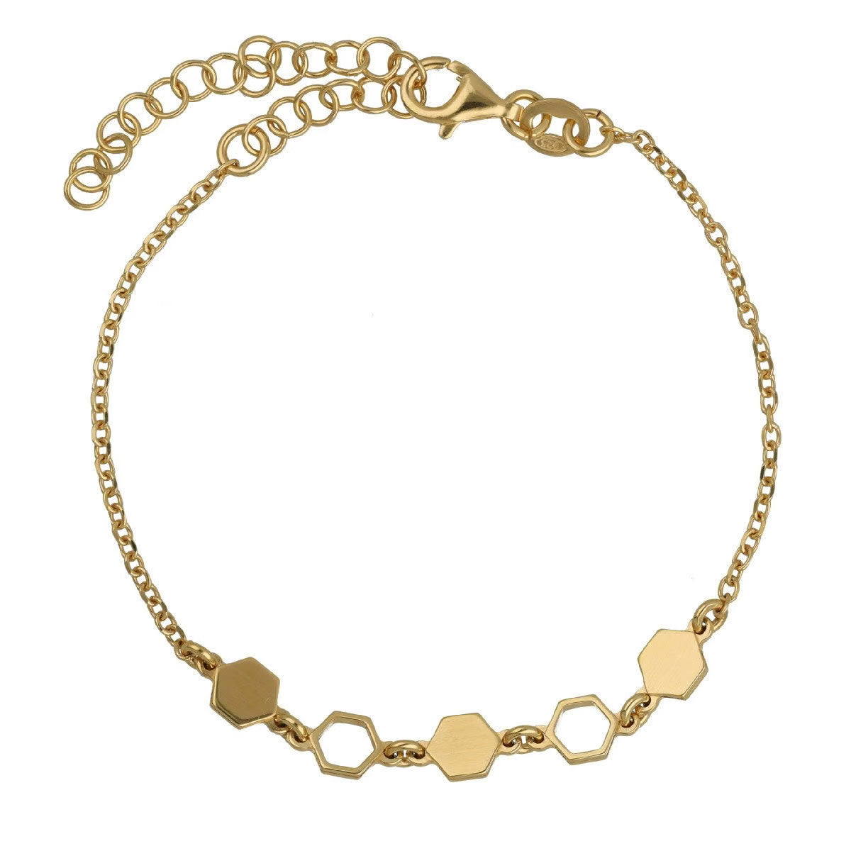 Pulsera hexágonos bañado en oro de Honey