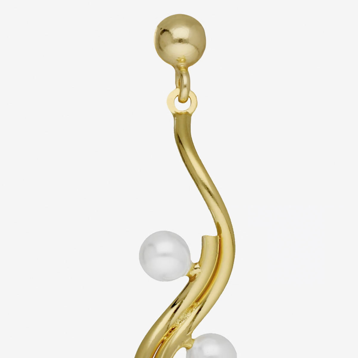 Par de aros curvo doble perla bañados en oro