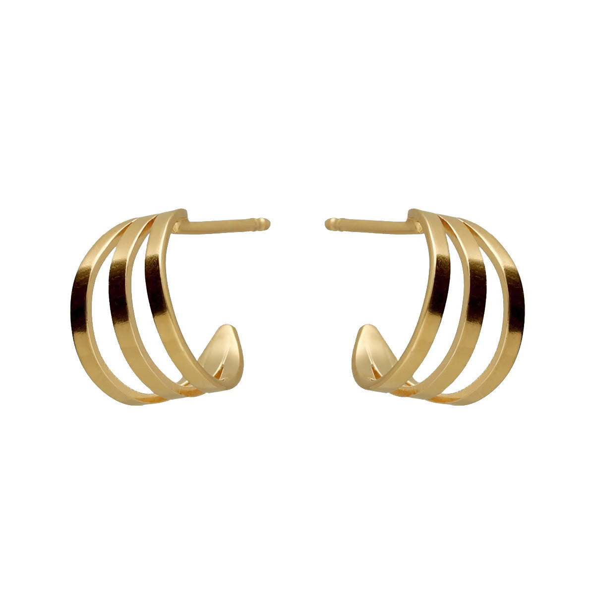 Par de aros aros triple bañados en oro