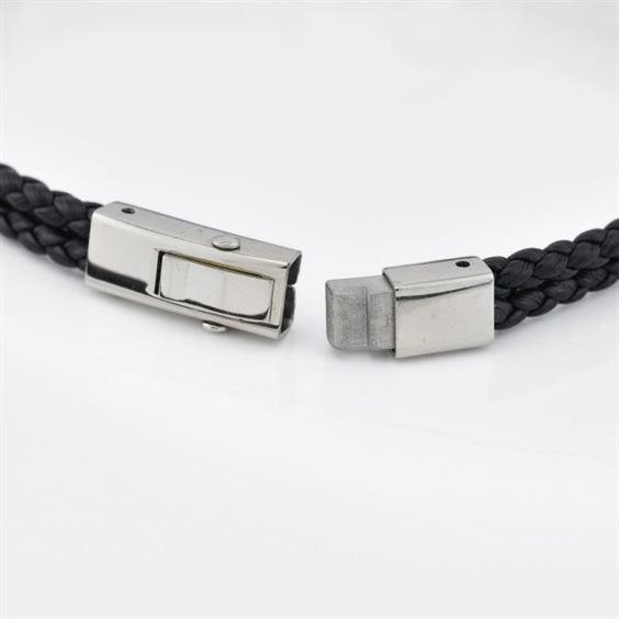 Pulsera Trenzada Timón Negro en Acero Inoxidable ABR706N