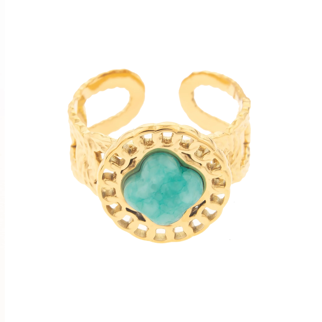Anillo Bañado en Oro 18K piedra turquesa
