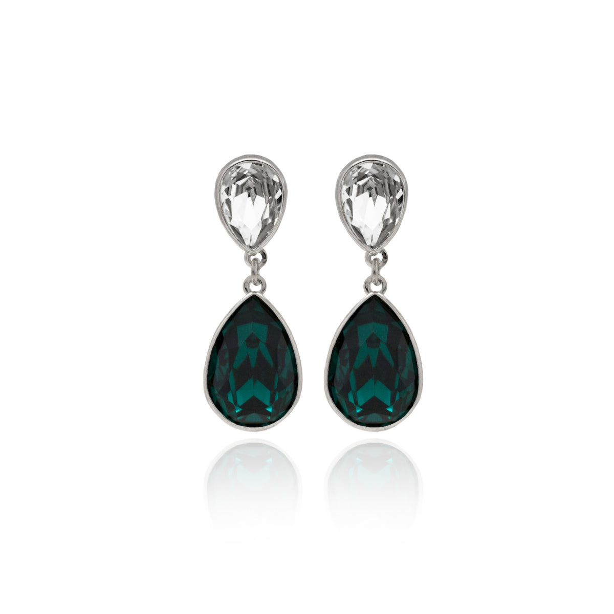 Par de Aros Essential Esmerald Plata