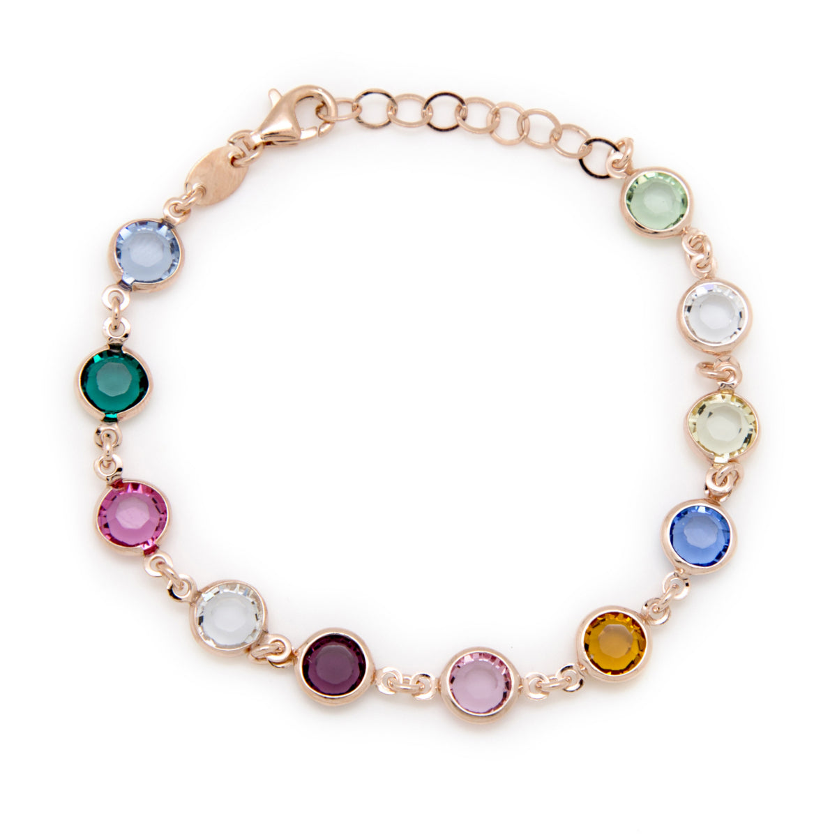 Pulsera círculos multicolor de Basic bañada en oro rosa