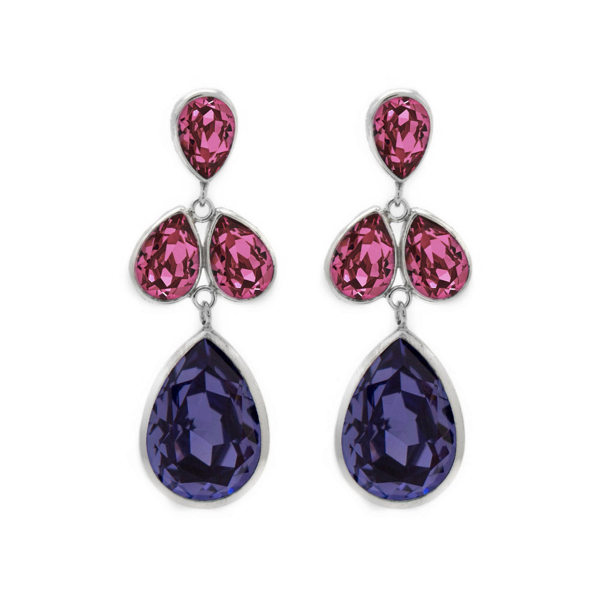 Par de Aros lágrimas tanzanite Essential de plata
