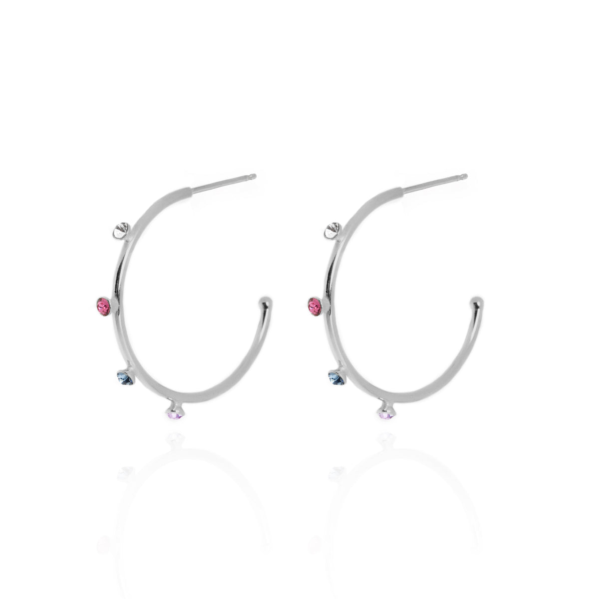 Par de Aros Multicolor de Iris Plata con Cristales
