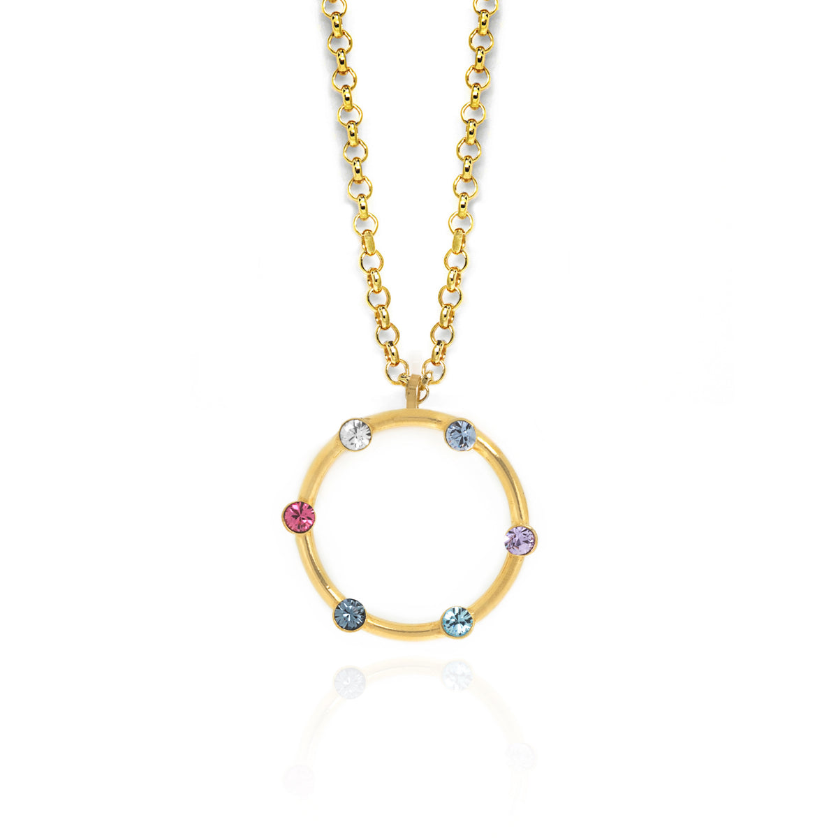 Collar círculo multicolor de Iris bañado en Oro