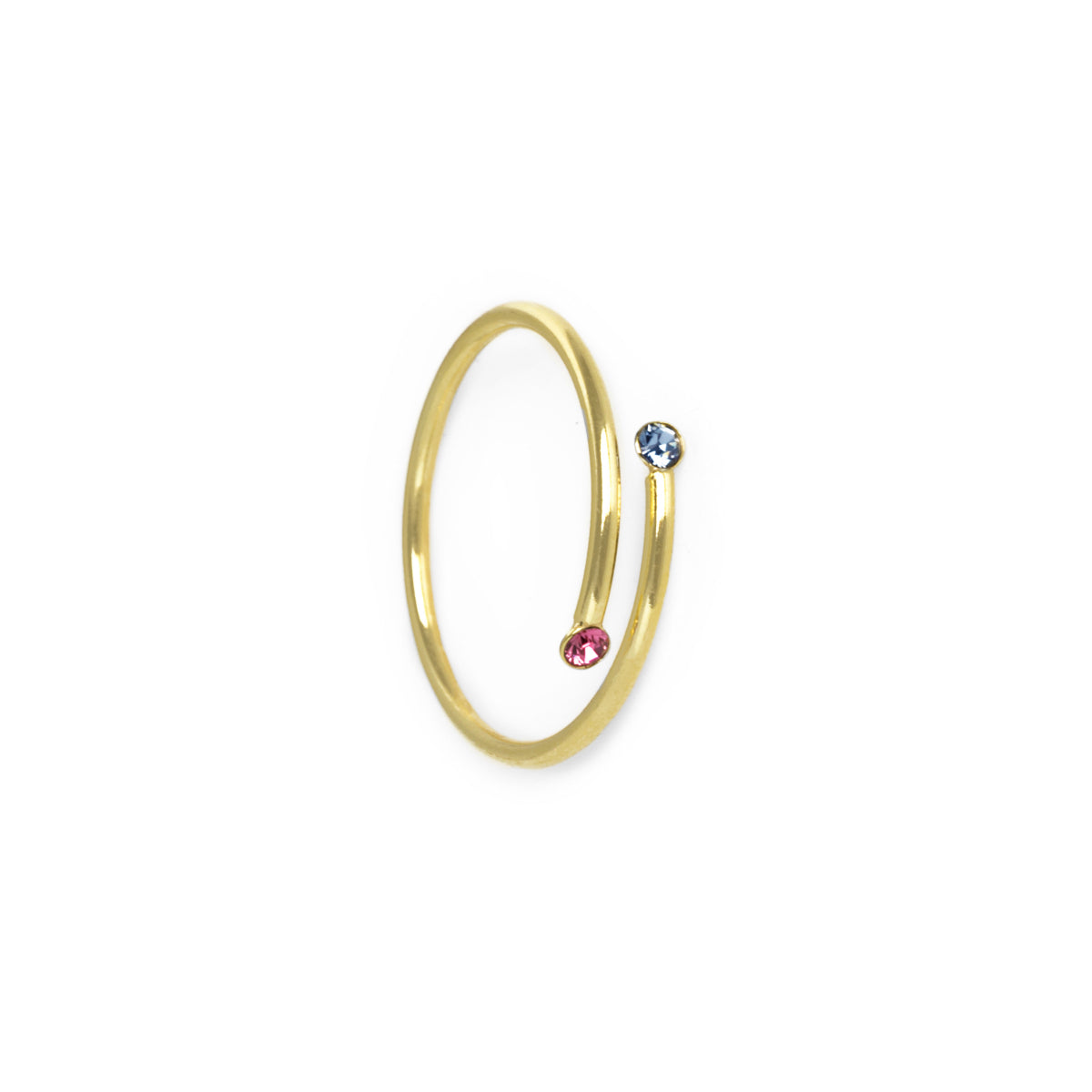 Anillo espiral multicolor de Iris bañado en Oro
