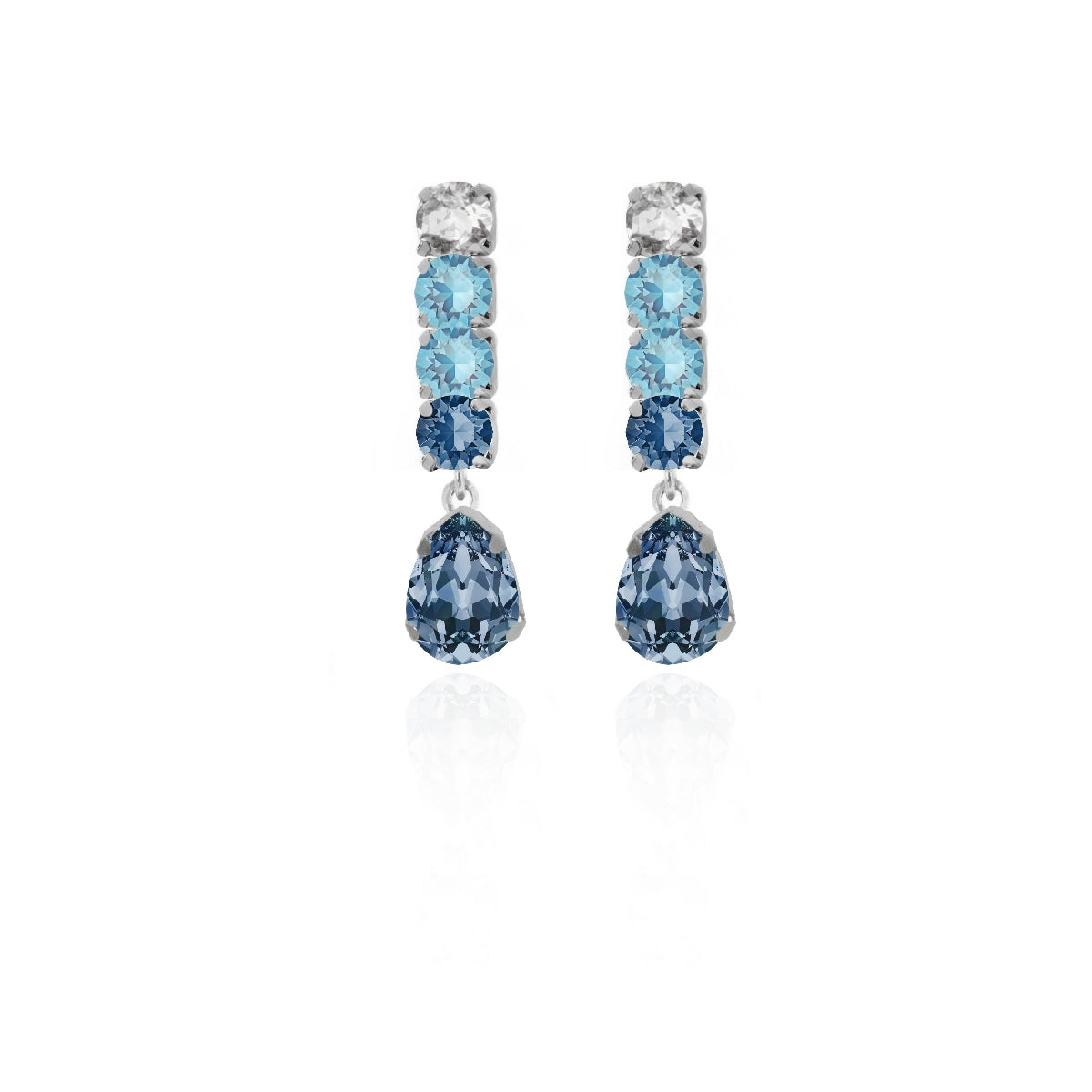 Par de Aros lágrimas denim blue de Transparent de plata